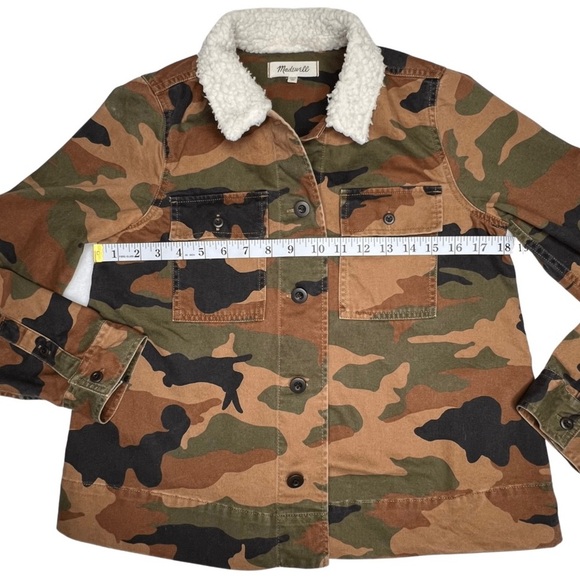 Madewell Northward Cropped Army Jacket in Cottontail Camo Sherpa Ed Brown XXS - Picture 9 of 17